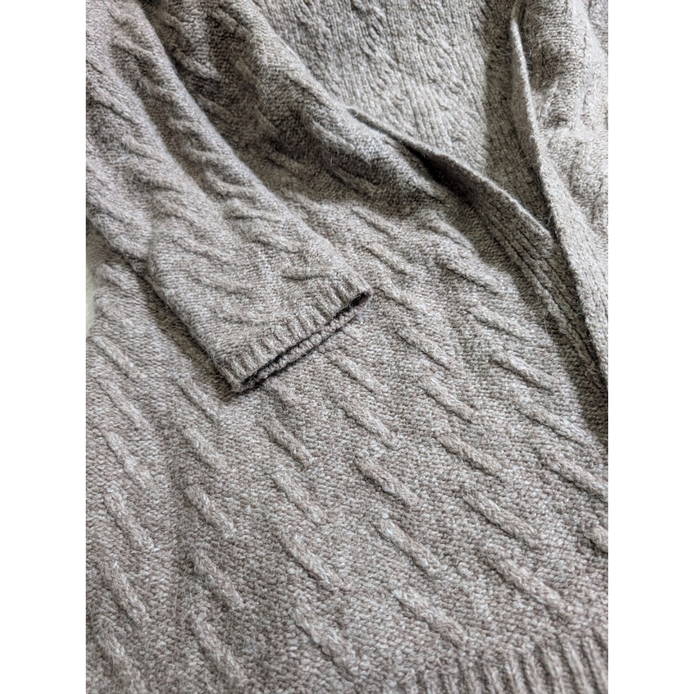 J. Jill Textured Alpaca Wool Blend Brown Marled Open-Front Cardigan Sweater - Picture 6 of 8